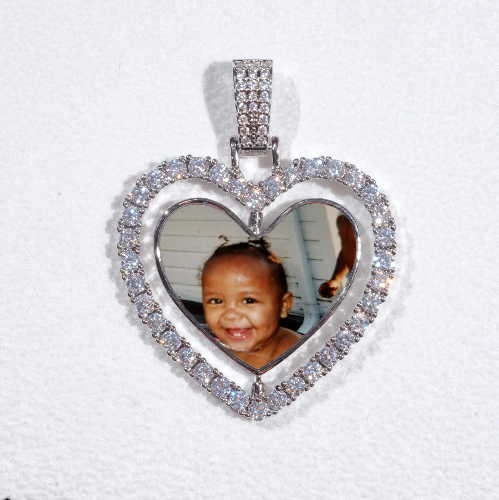 3D Spinning 2-Faced Heart Custom Picture Pendant