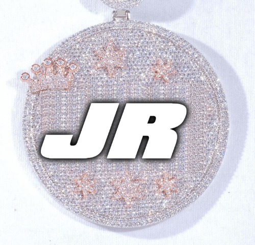 CUSTOM LETTER NECKLACE 3D BIG CROWN DISC