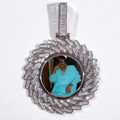 Large 3D Baguette Custom Picture Pendant