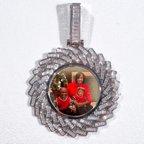 Large 3D Baguette Custom Picture Pendant