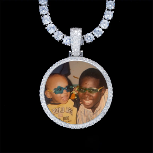925S & VVS Moissanite 3D Circle Custom Picture Pendant