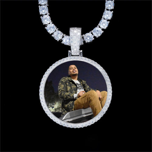 925S & VVS Moissanite 3D Circle Custom Picture Pendant