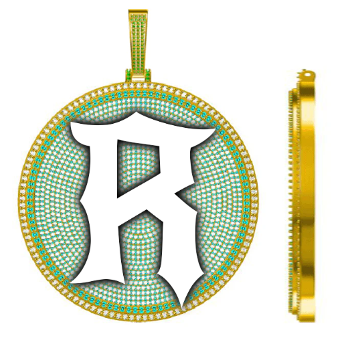 CUSTOM LETTER NECKLACE 3D BIG DISC