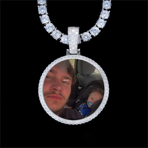 925S & VVS Moissanite 3D Circle Custom Picture Pendant