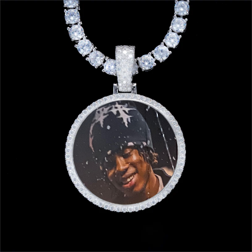925S & VVS Moissanite 3D Circle Custom Picture Pendant