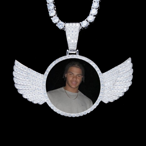 925S & VVS Moissanite 3D Wing Custom Picture Pendant