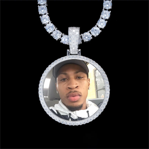 925S & VVS Moissanite 3D Circle Custom Picture Pendant