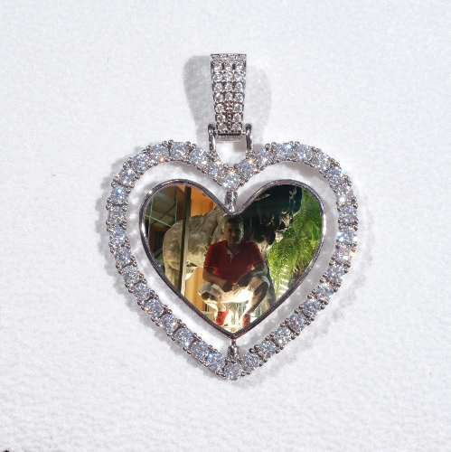3D Spinning 2-Faced Heart Custom Picture Pendant