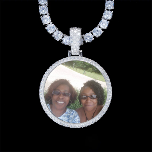 925S & VVS Moissanite 3D Circle Custom Picture Pendant