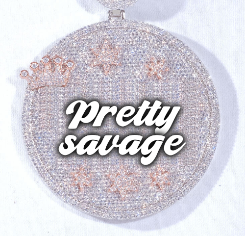 CUSTOM LETTER NECKLACE 3D BIG CROWN DISC