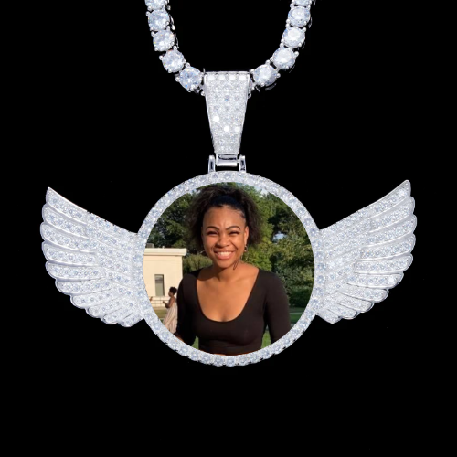 925S & VVS Moissanite 3D Wing Custom Picture Pendant