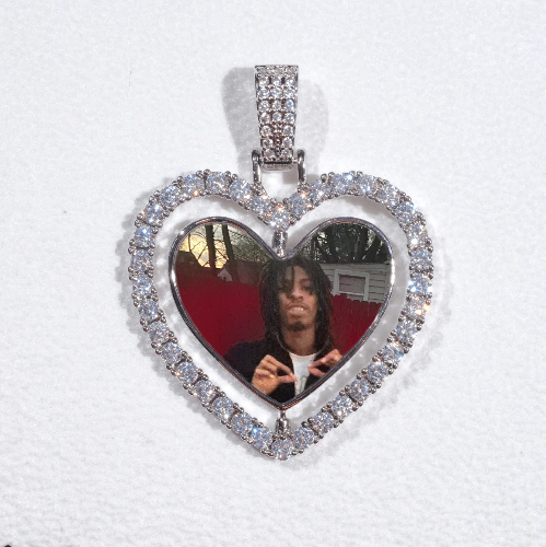 3D Spinning 2-Faced Heart Custom Picture Pendant