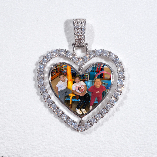 3D Spinning 2-Faced Heart Custom Picture Pendant