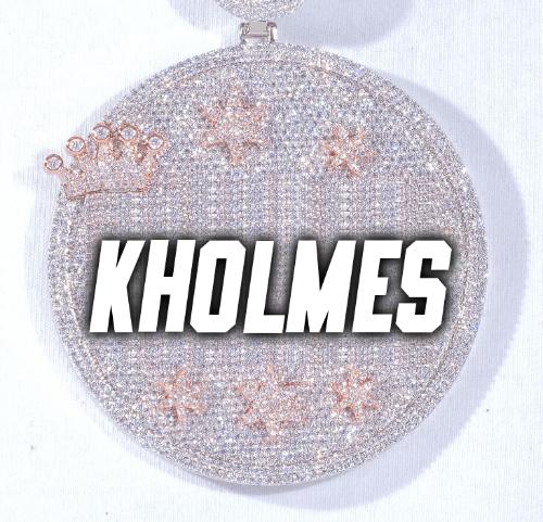 CUSTOM LETTER NECKLACE 3D BIG CROWN DISC