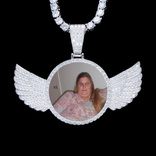 925S & VVS Moissanite 3D Wing Custom Picture Pendant