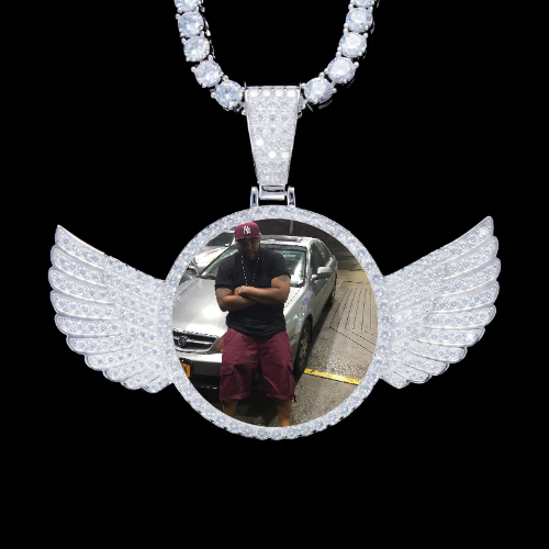 925S & VVS Moissanite 3D Wing Custom Picture Pendant