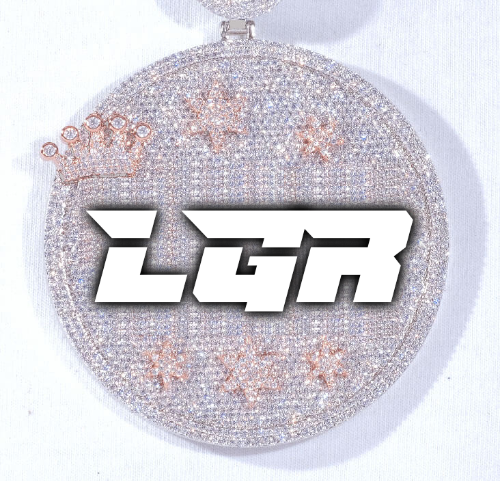 CUSTOM LETTER NECKLACE 3D BIG CROWN DISC