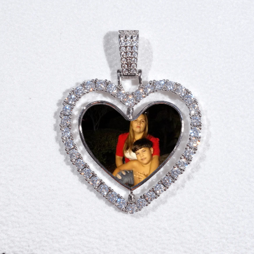3D Spinning 2-Faced Heart Custom Picture Pendant