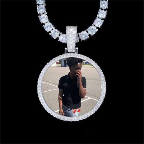 925S & VVS Moissanite 3D Circle Custom Picture Pendant