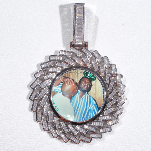 Large 3D Baguette Custom Picture Pendant