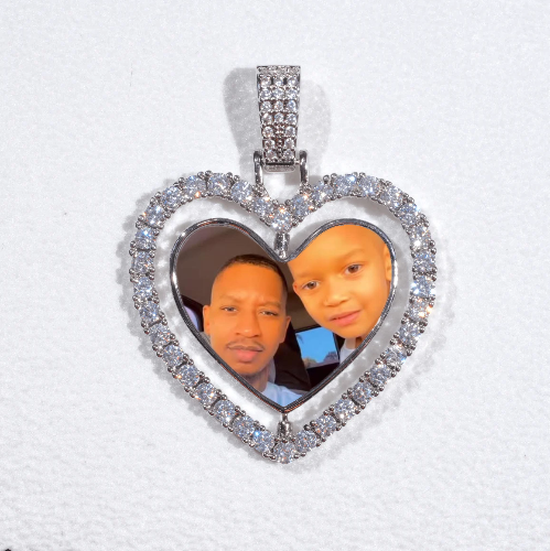 3D Spinning 2-Faced Heart Custom Picture Pendant