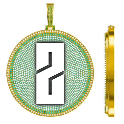CUSTOM LETTER NECKLACE 3D BIG DISC