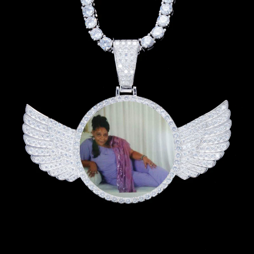 925S & VVS Moissanite 3D Wing Custom Picture Pendant