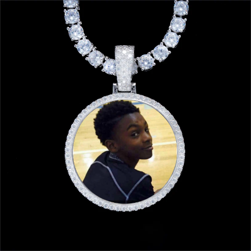 925S & VVS Moissanite 3D Circle Custom Picture Pendant