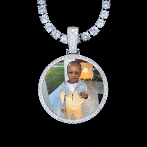 925S & VVS Moissanite 3D Circle Custom Picture Pendant