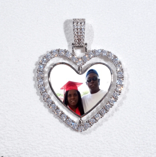 3D Spinning 2-Faced Heart Custom Picture Pendant