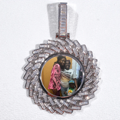 Large 3D Baguette Custom Picture Pendant