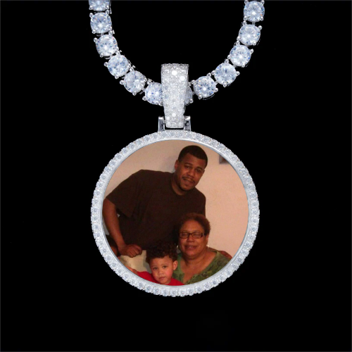 925S & VVS Moissanite 3D Circle Custom Picture Pendant