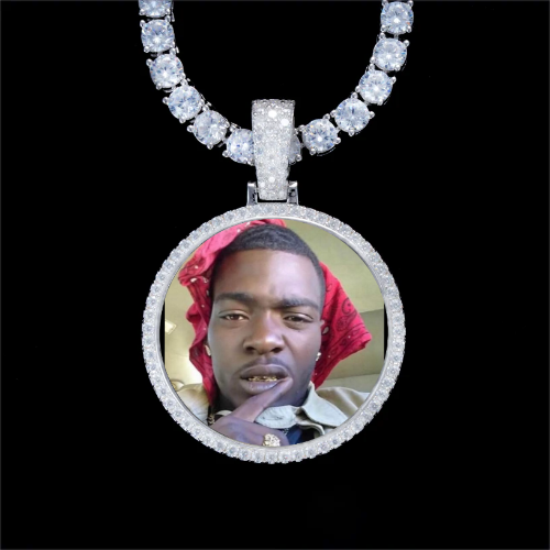 925S & VVS Moissanite 3D Circle Custom Picture Pendant