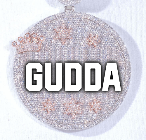 CUSTOM LETTER NECKLACE 3D BIG CROWN DISC