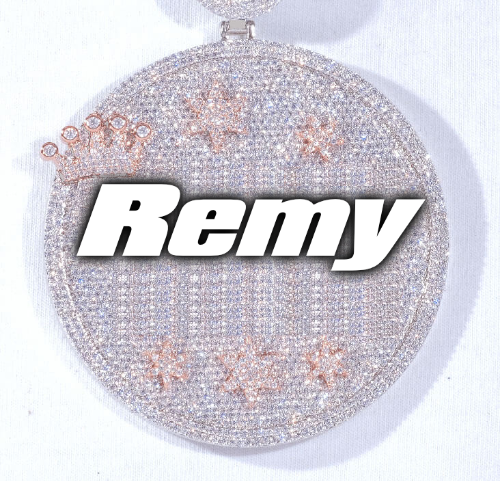 CUSTOM LETTER NECKLACE 3D BIG CROWN DISC