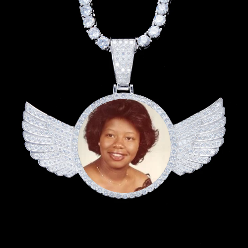 925S & VVS Moissanite 3D Wing Custom Picture Pendant