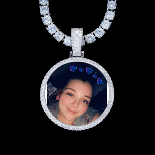 925S & VVS Moissanite 3D Circle Custom Picture Pendant