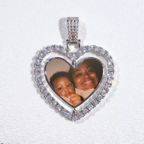 3D Spinning 2-Faced Heart Custom Picture Pendant