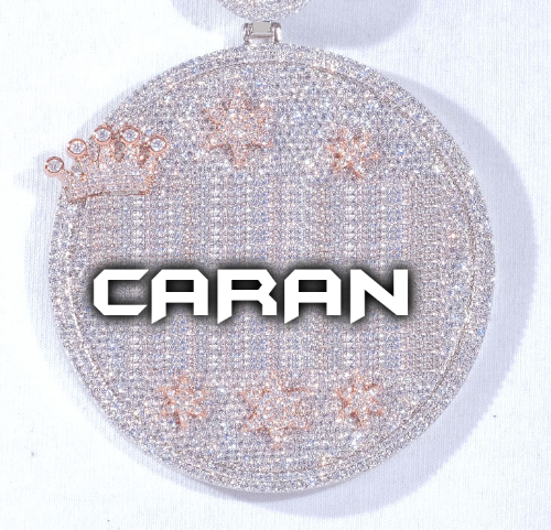 CUSTOM LETTER NECKLACE 3D BIG CROWN DISC