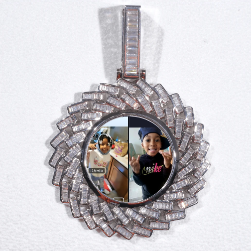 Large 3D Baguette Custom Picture Pendant