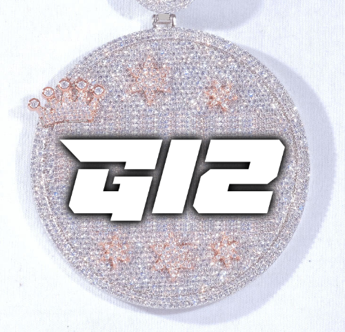 CUSTOM LETTER NECKLACE 3D BIG CROWN DISC