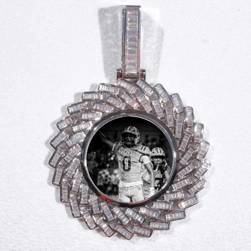 Large 3D Baguette Custom Picture Pendant