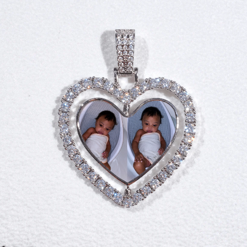 3D Spinning 2-Faced Heart Custom Picture Pendant