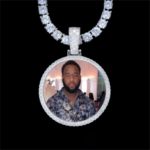 925S & VVS Moissanite 3D Circle Custom Picture Pendant