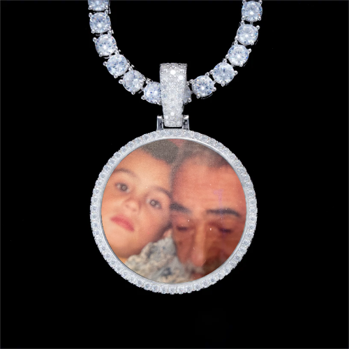 925S & VVS Moissanite 3D Circle Custom Picture Pendant
