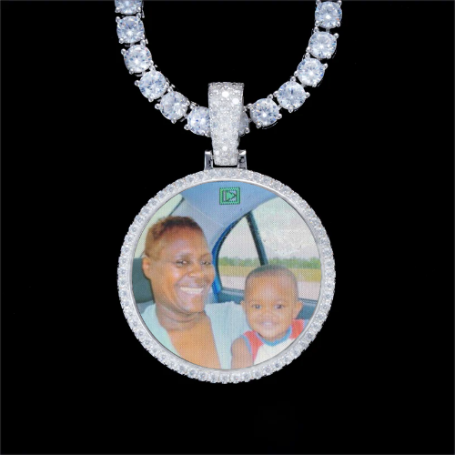 925S & VVS Moissanite 3D Circle Custom Picture Pendant