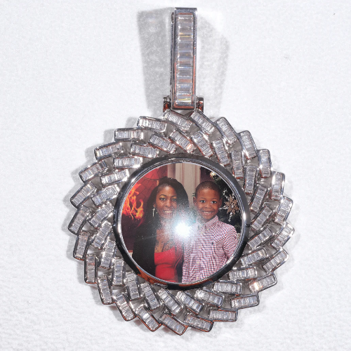 Large 3D Baguette Custom Picture Pendant