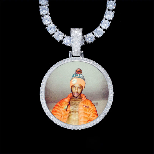 925S & VVS Moissanite 3D Circle Custom Picture Pendant