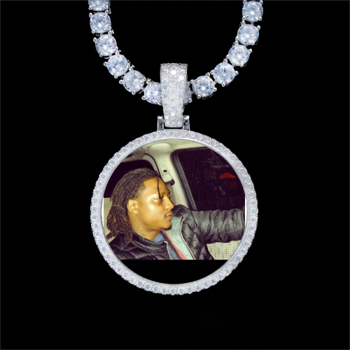 925S & VVS Moissanite 3D Circle Custom Picture Pendant