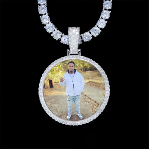 925S & VVS Moissanite 3D Circle Custom Picture Pendant